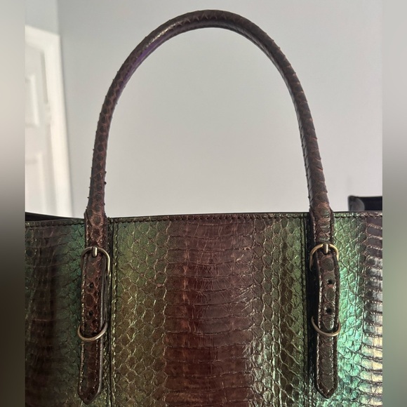 Balenciaga Iridescent Green and Purple Snake Skin Tote - Picture 8 of 11